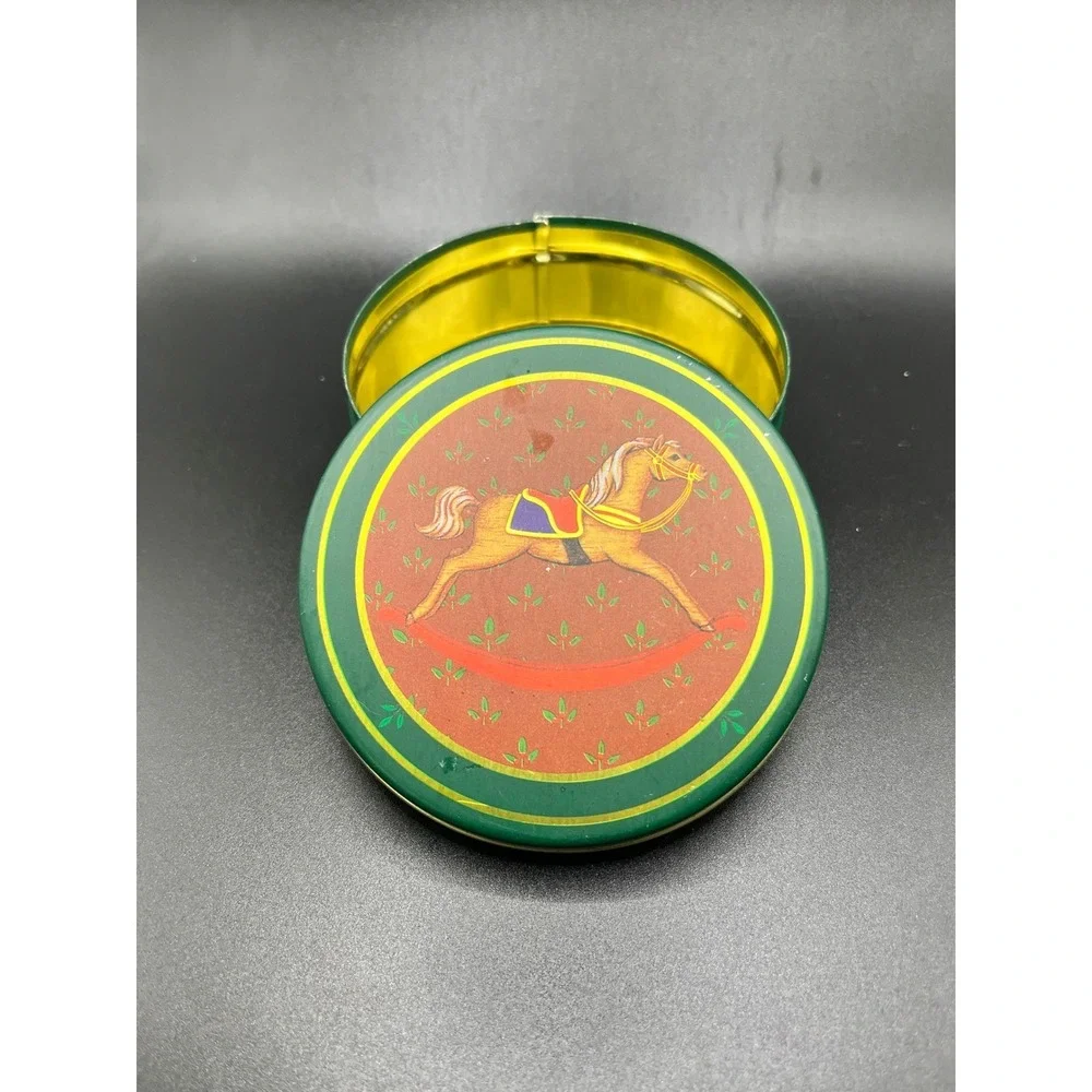 Rocking Horse Coasters Set of 6 Vintage Style Drink Coasters in Tin w/ Cork Back